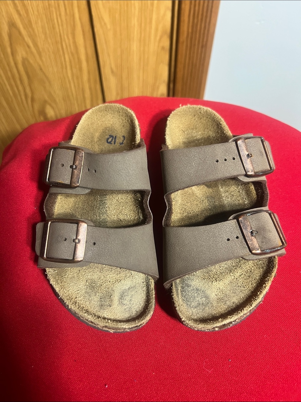 Birkenstock Kids Brown Double-Strap Sandals with Metallic Buckles